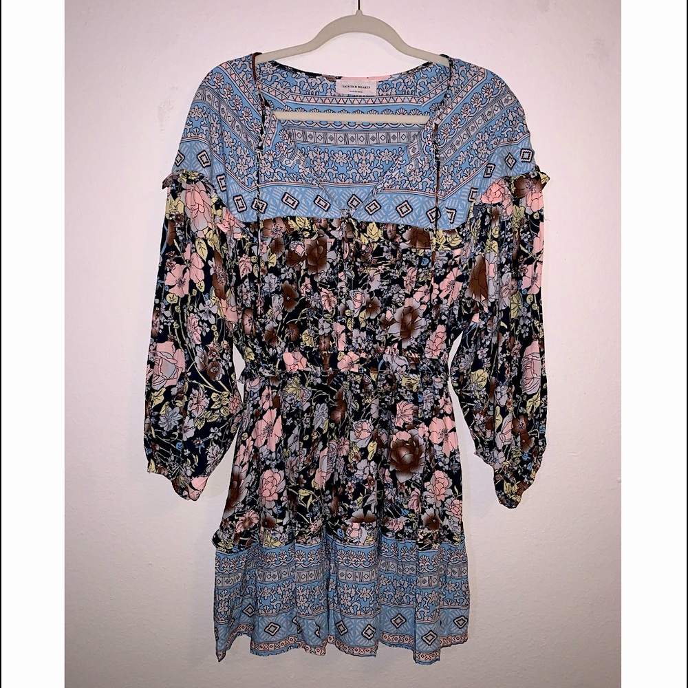 Saints and Hearts floral print long sleeve dress
